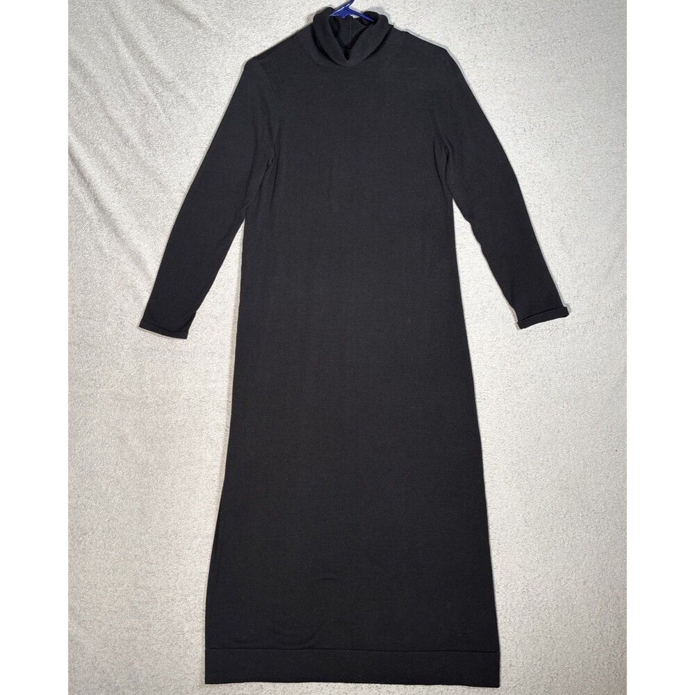 J Jill Dress Women’s S Petite Maxi Sweater Dress Turtleneck Black Basic Capsule